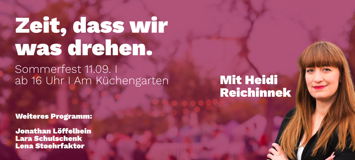 Flyer zur Abschlussveranstaltung mit Heidi Reichinnek